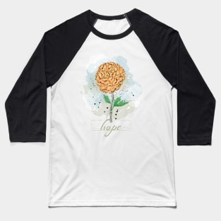 Sketchy Doodle Hope Orange Watercolor Flower Baseball T-Shirt